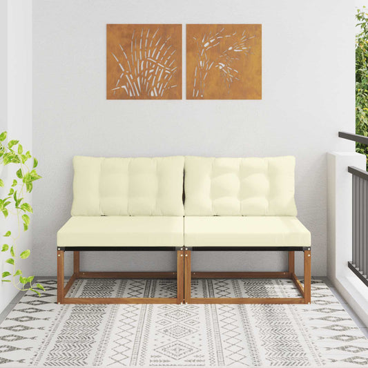 2 Bucată Canapea Medie pentru Exterior Lemn Solid de Acacia