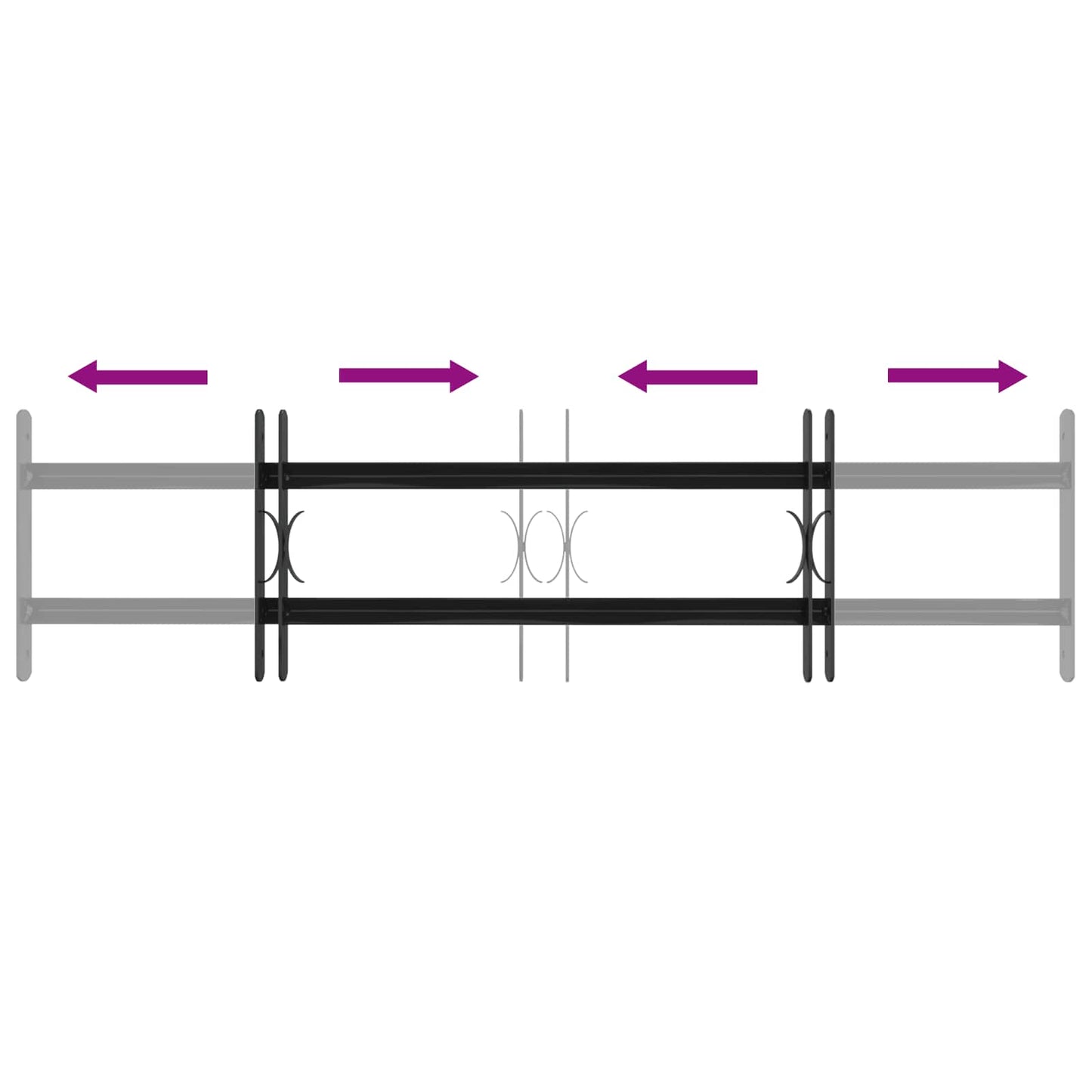 Grilă Fereastră Negru 115 x 30 cm Oțel vopsit electrostatic