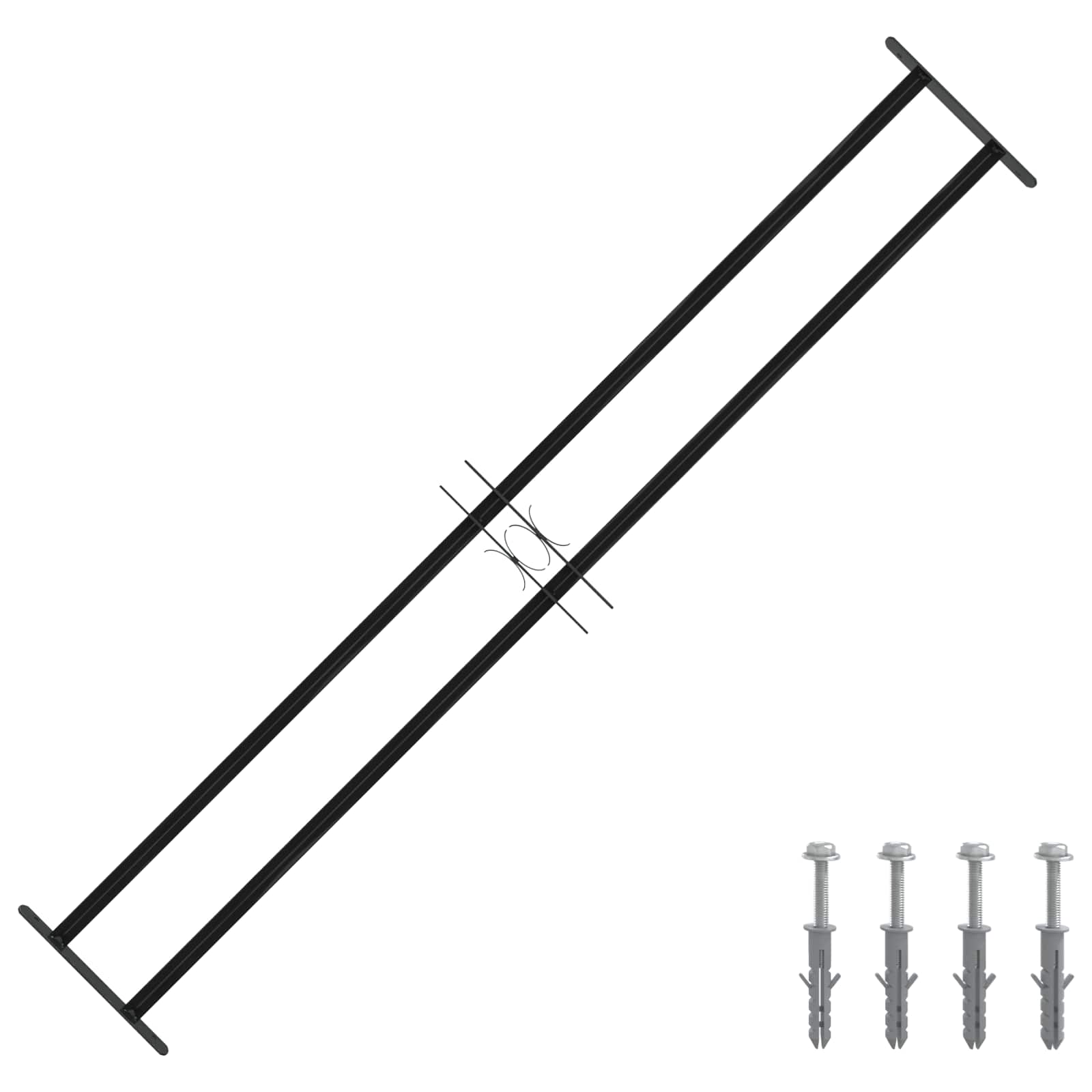 Grilă Fereastră Negru 176 x 30 cm Oțel vopsit electrostatic