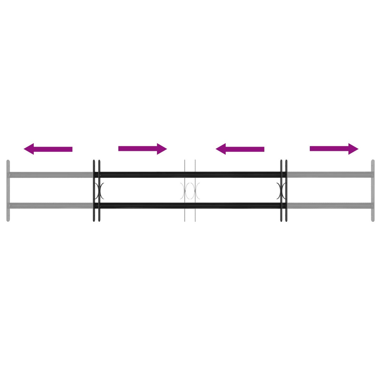 Grilă Fereastră Negru 176 x 30 cm Oțel vopsit electrostatic