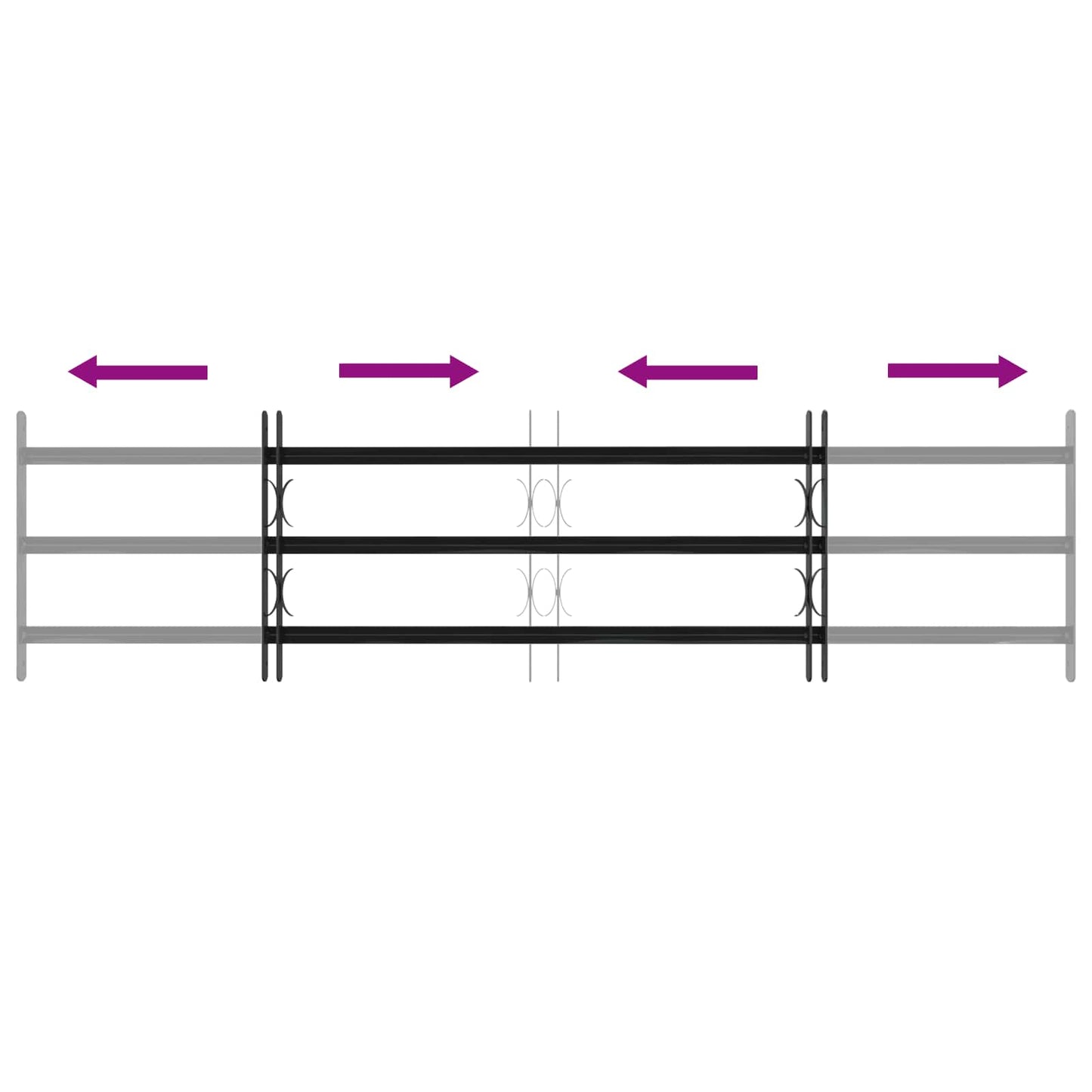 Grilă Fereastră Negru 174 x 45 cm Oțel vopsit electrostatic