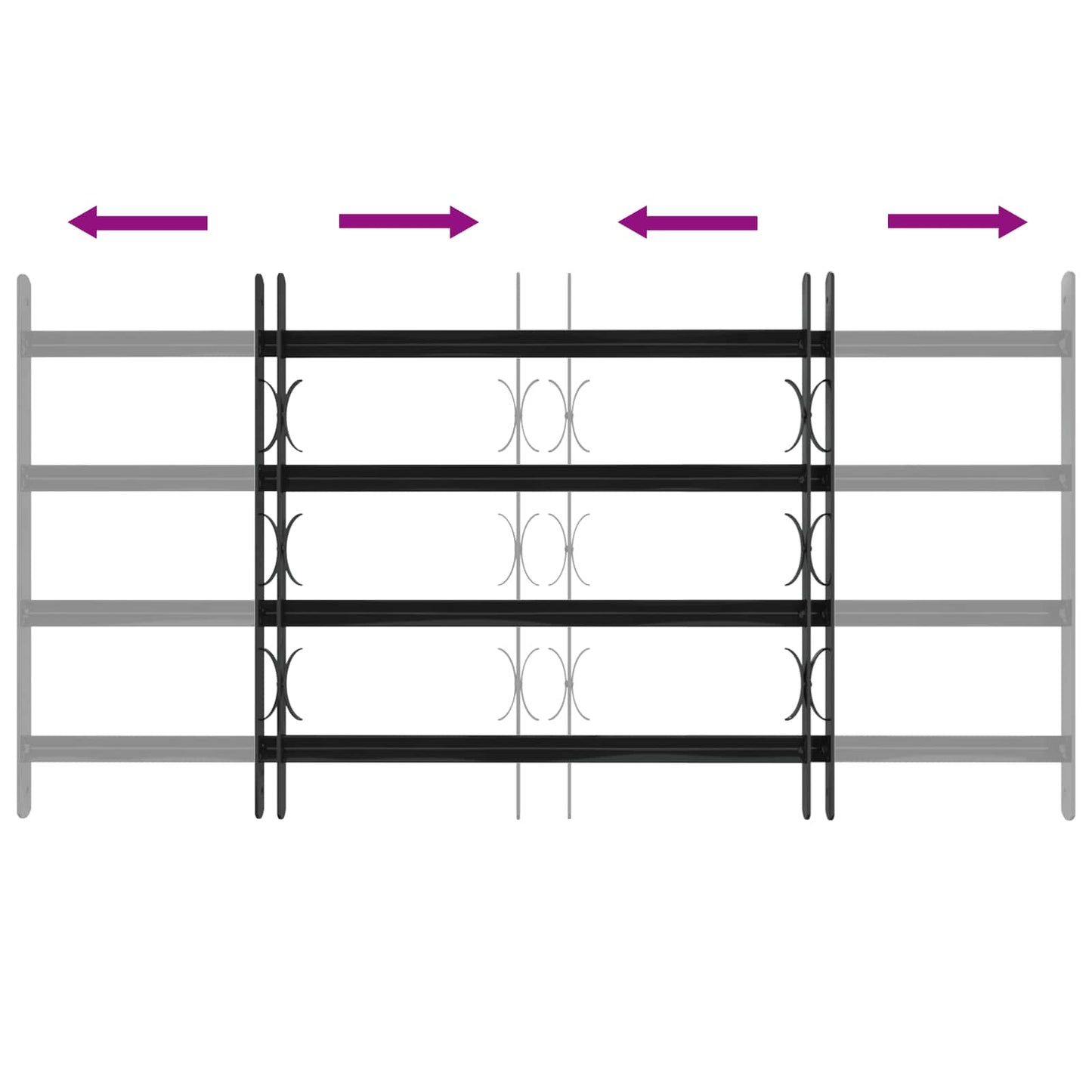 Grilă Fereastră Negru 115 x 60 cm Oțel vopsit electrostatic