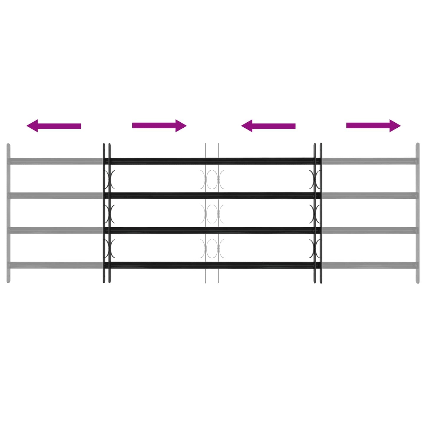 Grilă Fereastră Negru 175 x 60 cm Oțel vopsit electrostatic