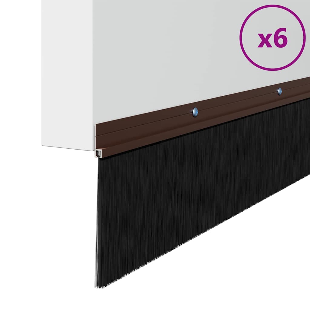 Perdele de ușă cu perii cu montare prin înșurubare 6 pcs Maro