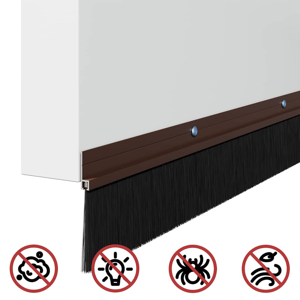 Perdele de ușă cu perii cu montare prin înșurubare 12 pcs Maro