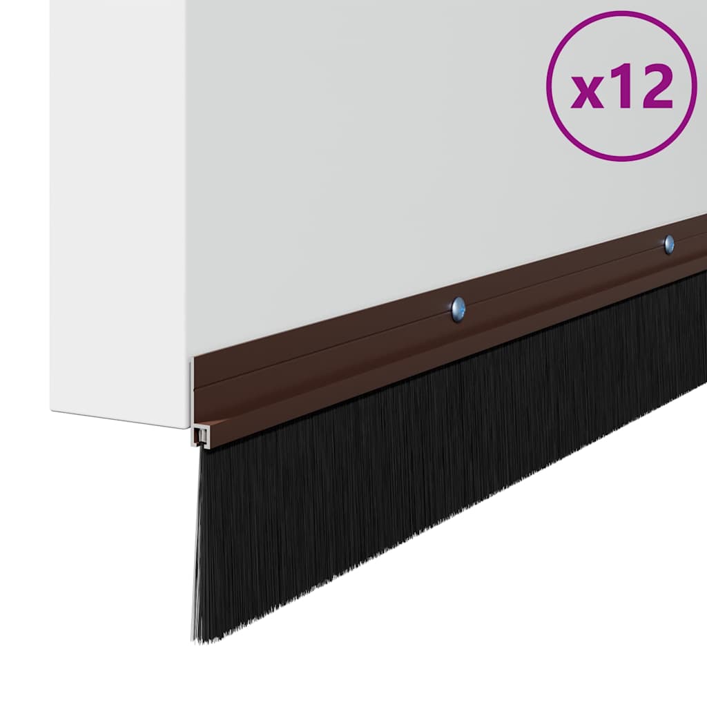 Perdele de ușă cu perii cu montare prin înșurubare 12 pcs Maro