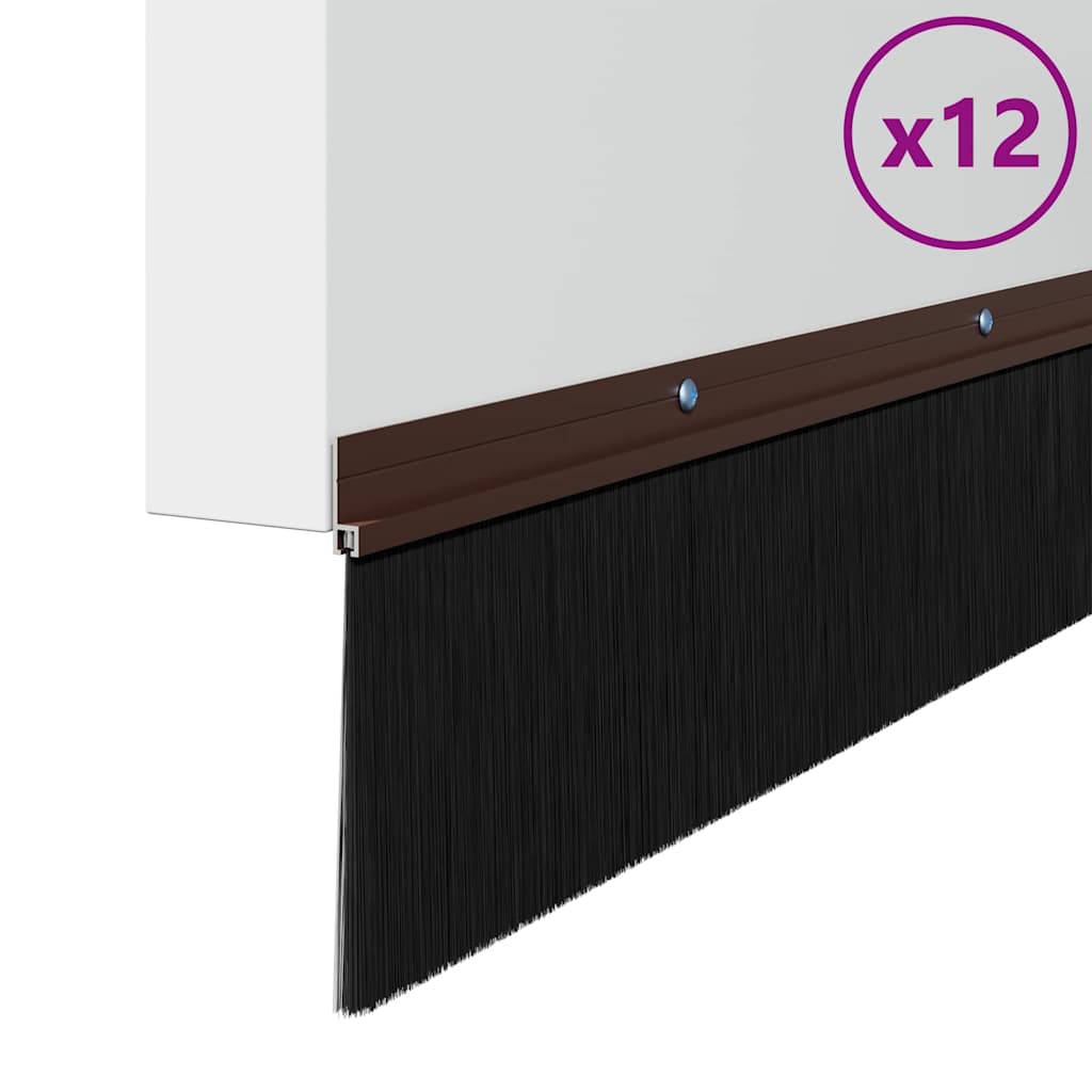 Perdele de ușă cu perii cu montare prin înșurubare 12 pcs Maro