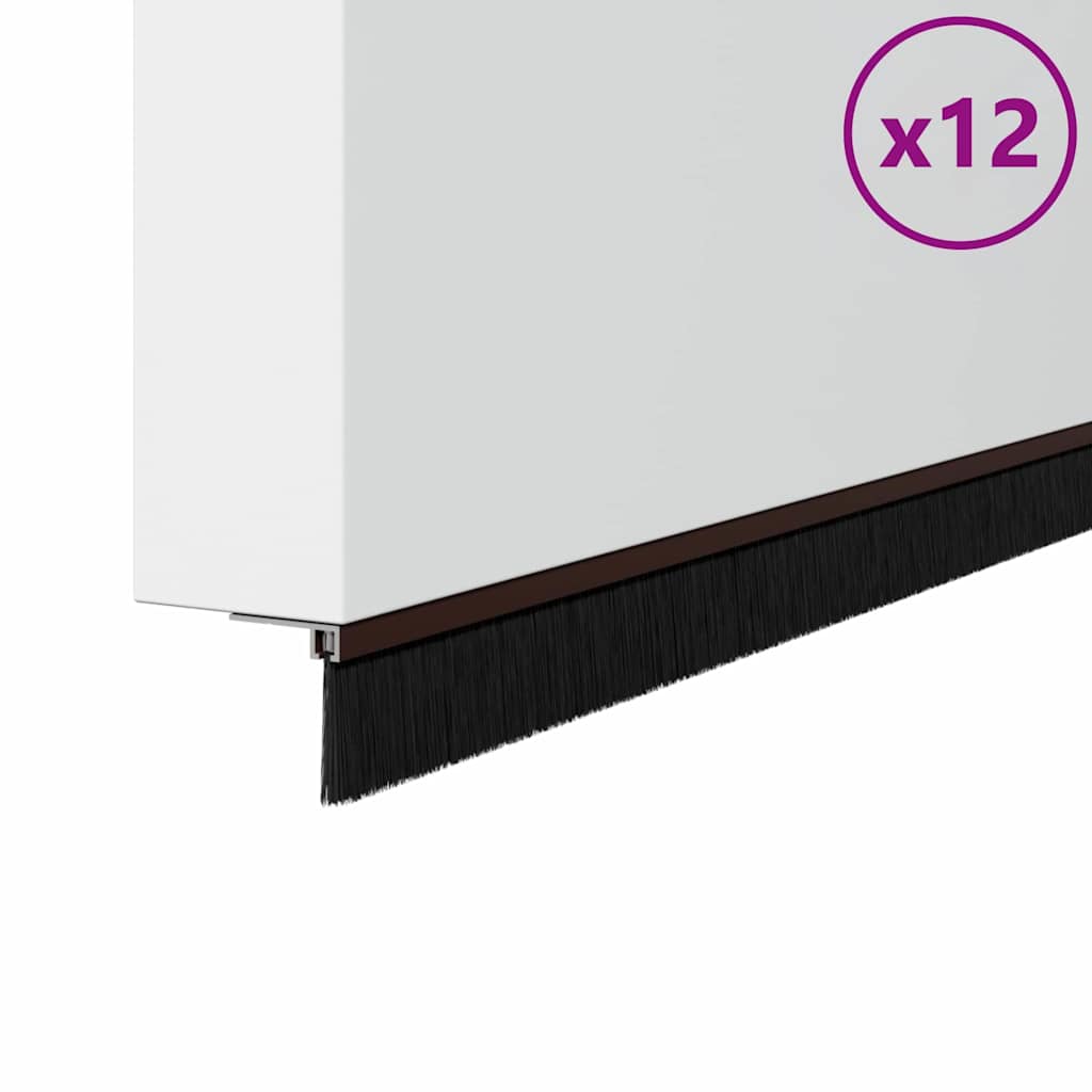 Perdele de ușă cu perii cu montare prin înșurubare 12 pcs Maro