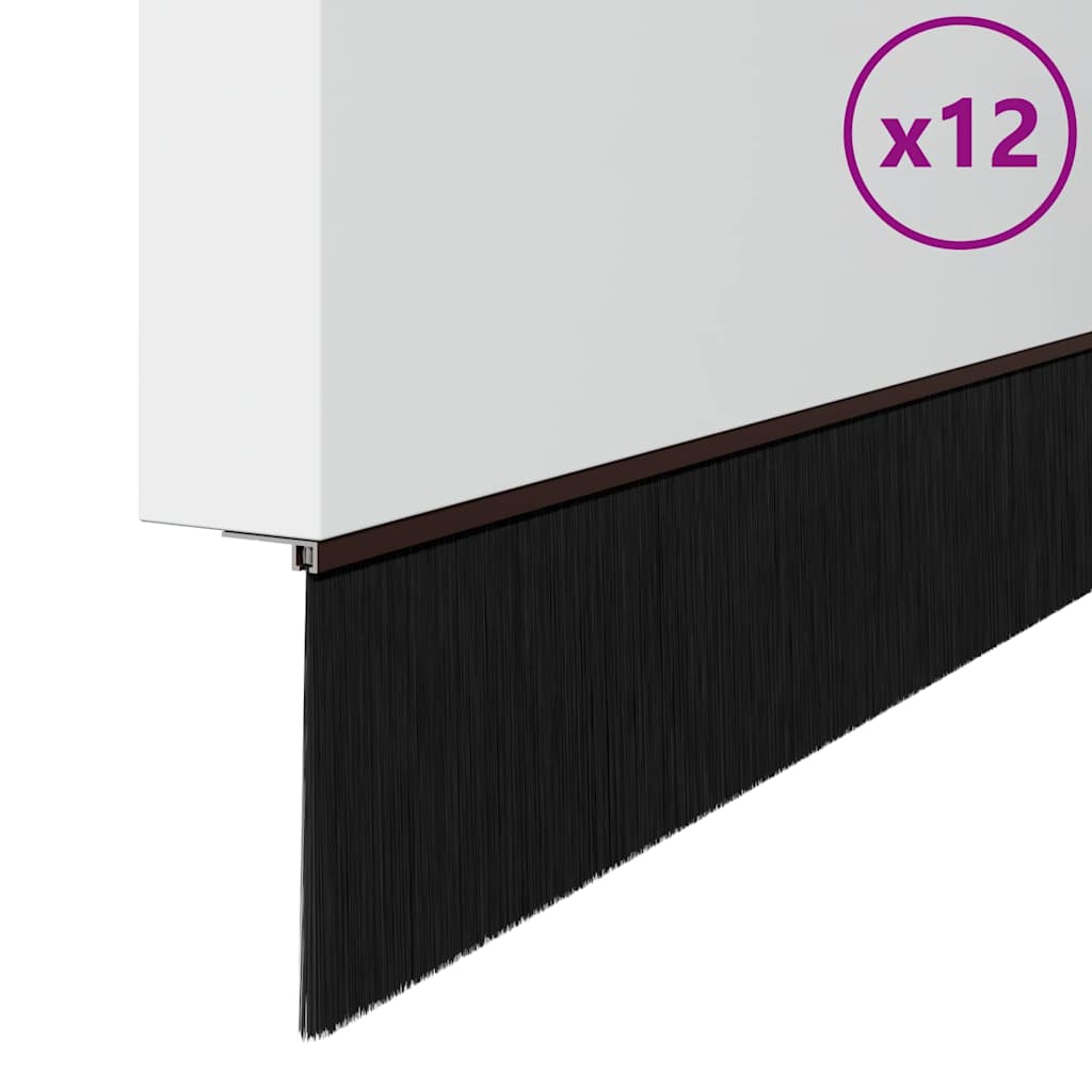 Perdele de ușă cu perii cu montare prin înșurubare 12 pcs Maro