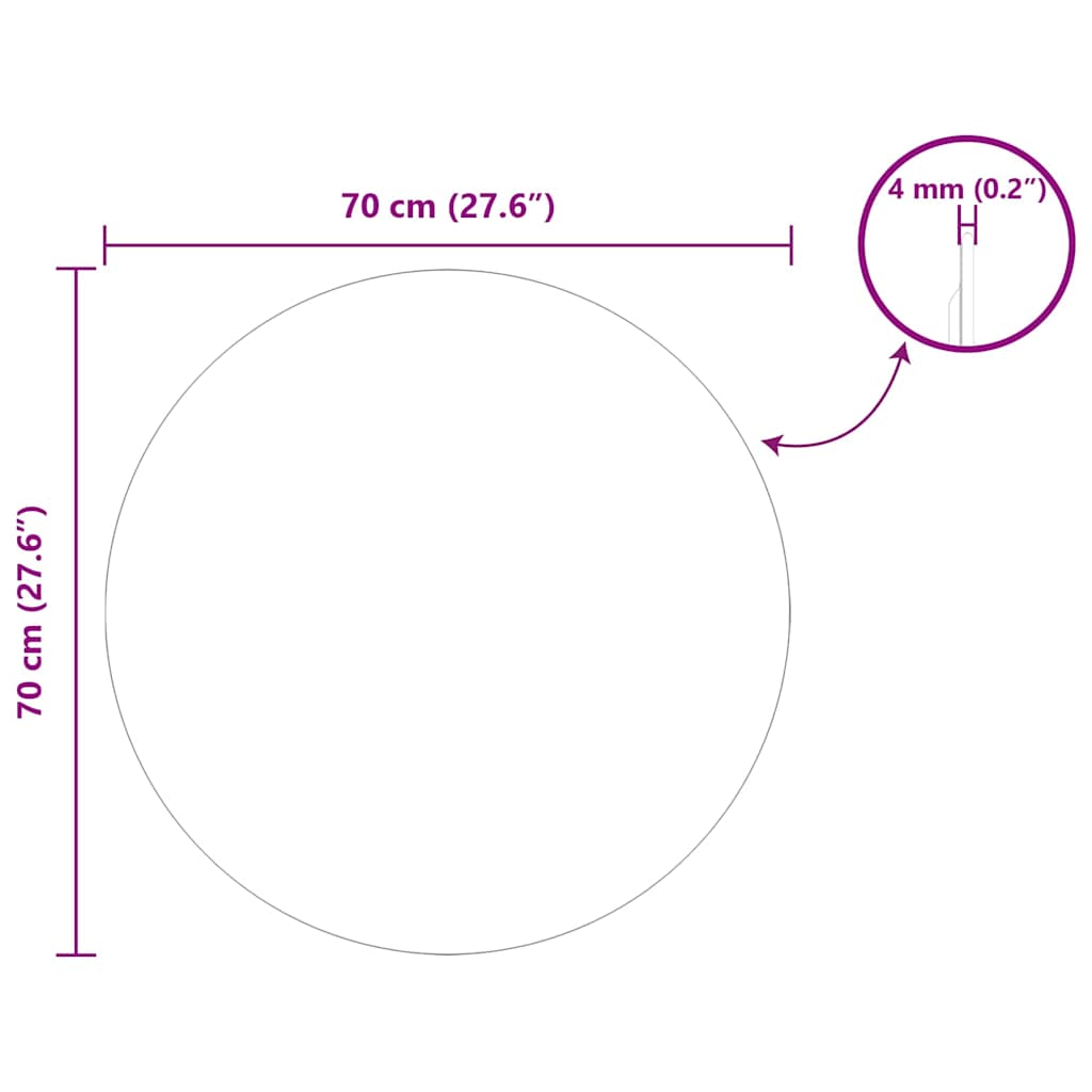 Ogledna de perete Rotund Ø 70 cm sticlă securizată
