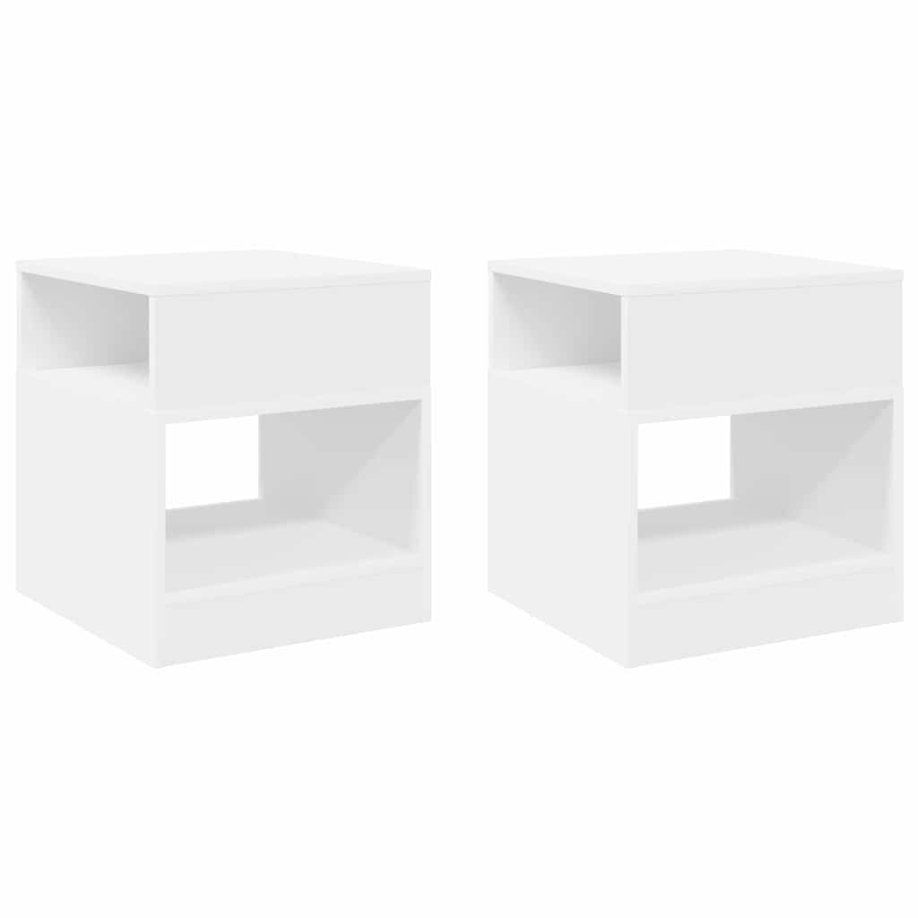 Masă laterală 2 pcs Alb 40,5 x 40 x 45 cm Lemn compozit