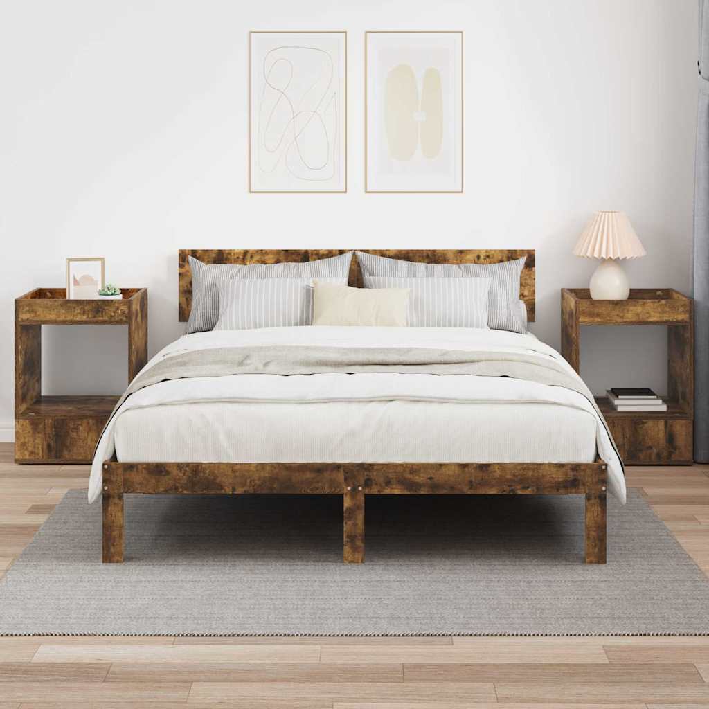 Masă laterală 2 pcs Stejar fumuriu 40 x 40 x 56 cm