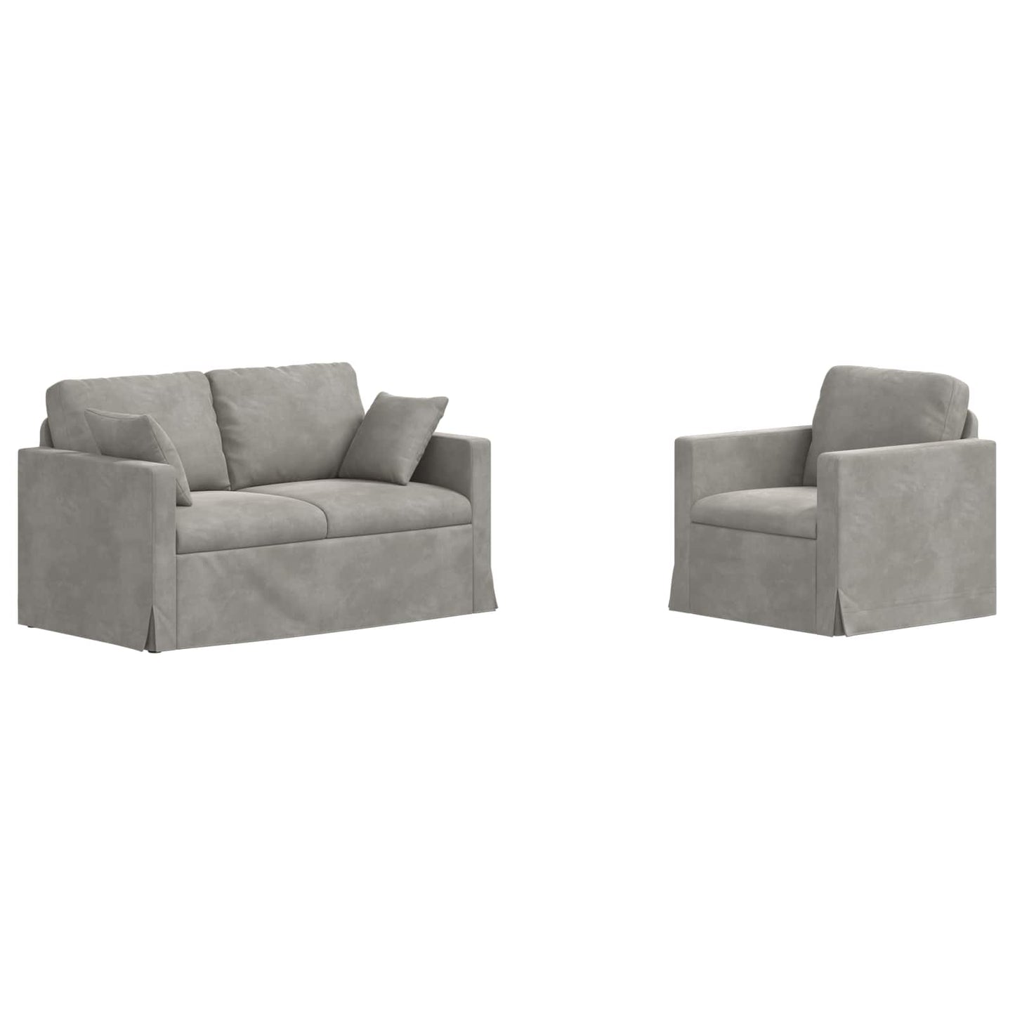 Set de canapea 2 pcs Gri deschis 138 x 78 x 80 cm Catifea