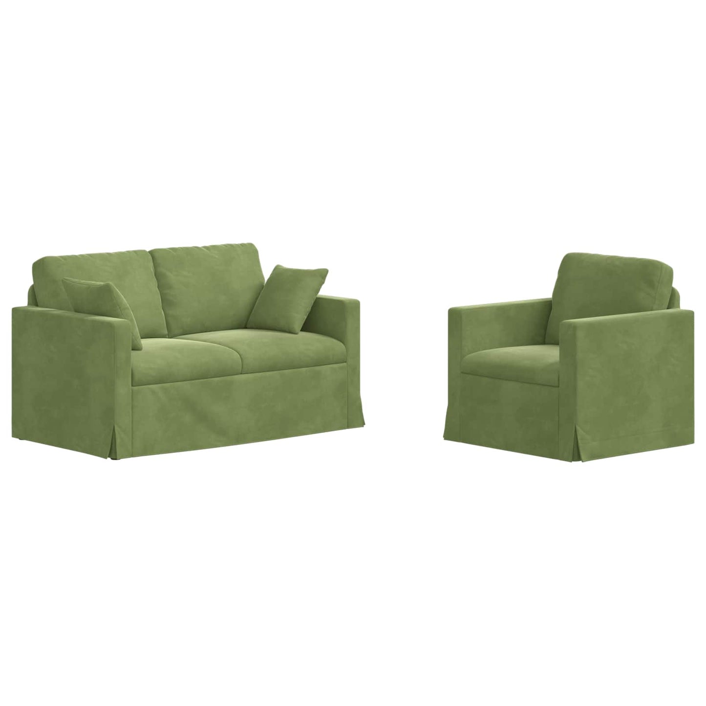 Canapea 2 pcs Verde deschis 138 x 78 x 80 cm Catifea