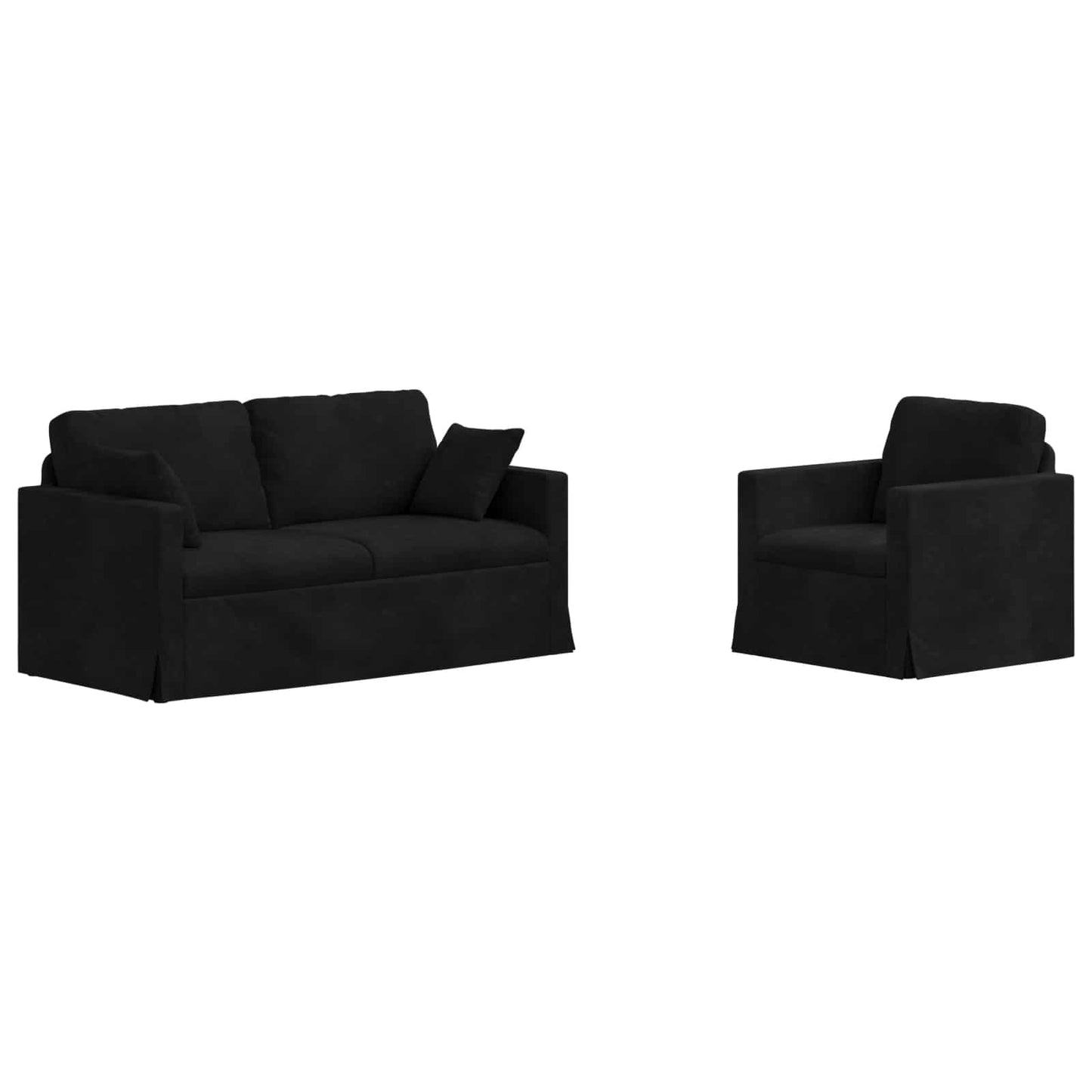 Canapea 2 pcs Negru 158 x 78 x 80 cm Catifea