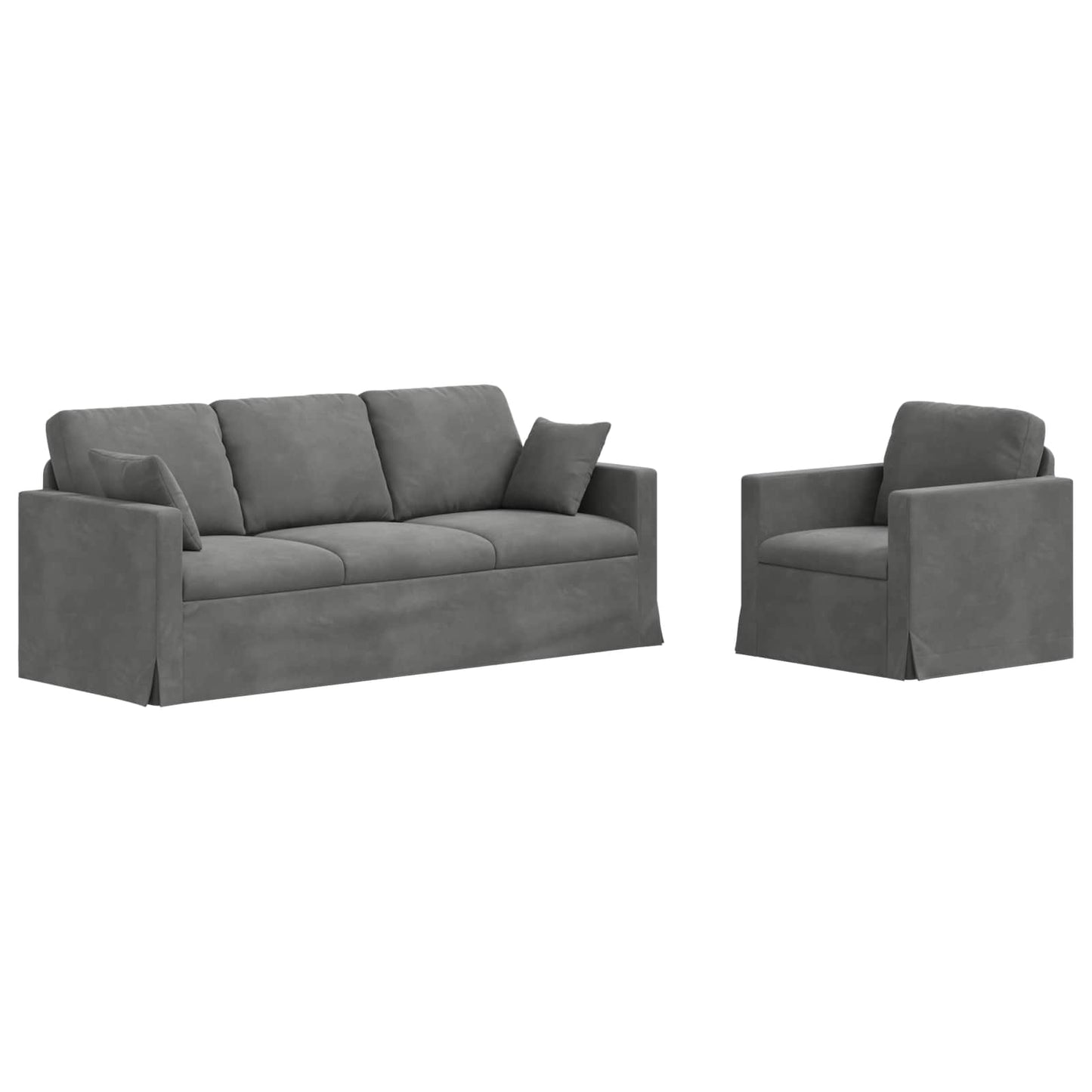 Canapea 2 pcs Gri închis 198 x 78 x 80 cm Catifea