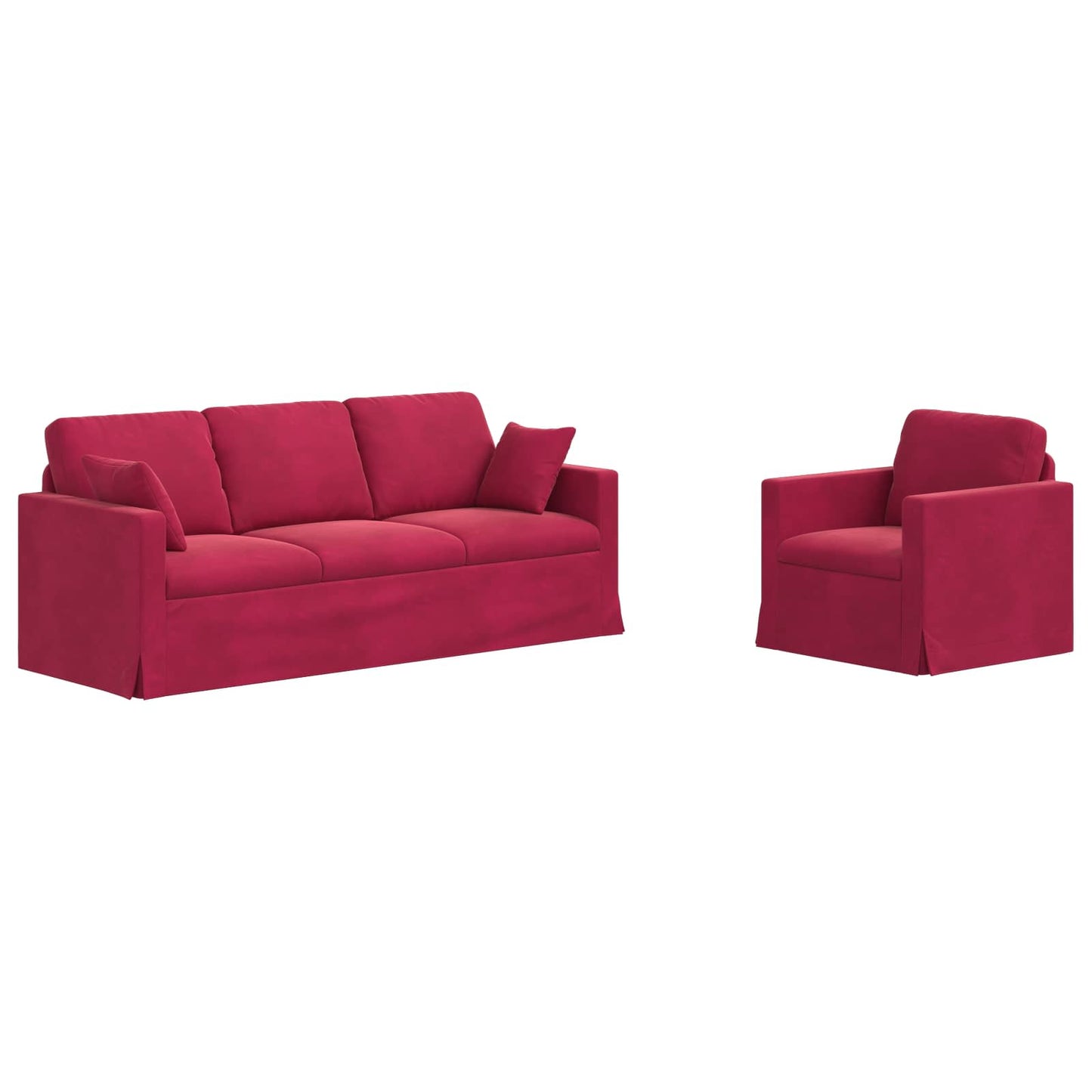 Canapea 2 pcs Roșu Vin 198 x 78 x 80 cm Catifea