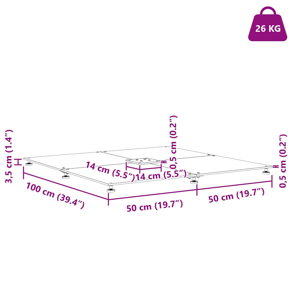 Bază pentru umbrelă Negru 100 x 100 x 4 cm Oțel