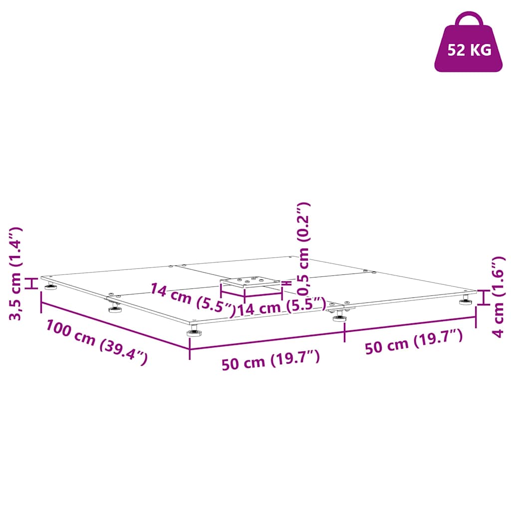 Bază pentru umbrelă Gri închis 100 x 100 x 4 cm Oțel