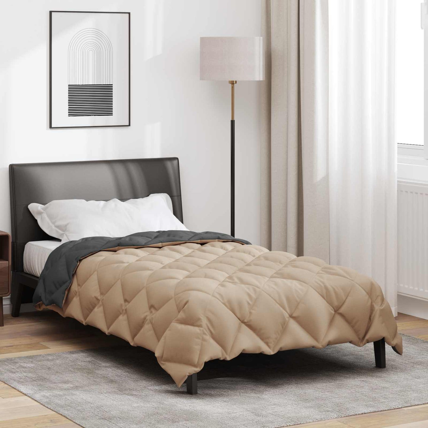Duvet de iarnă Antracit și Taupe 135 x 220 cm Microfibră