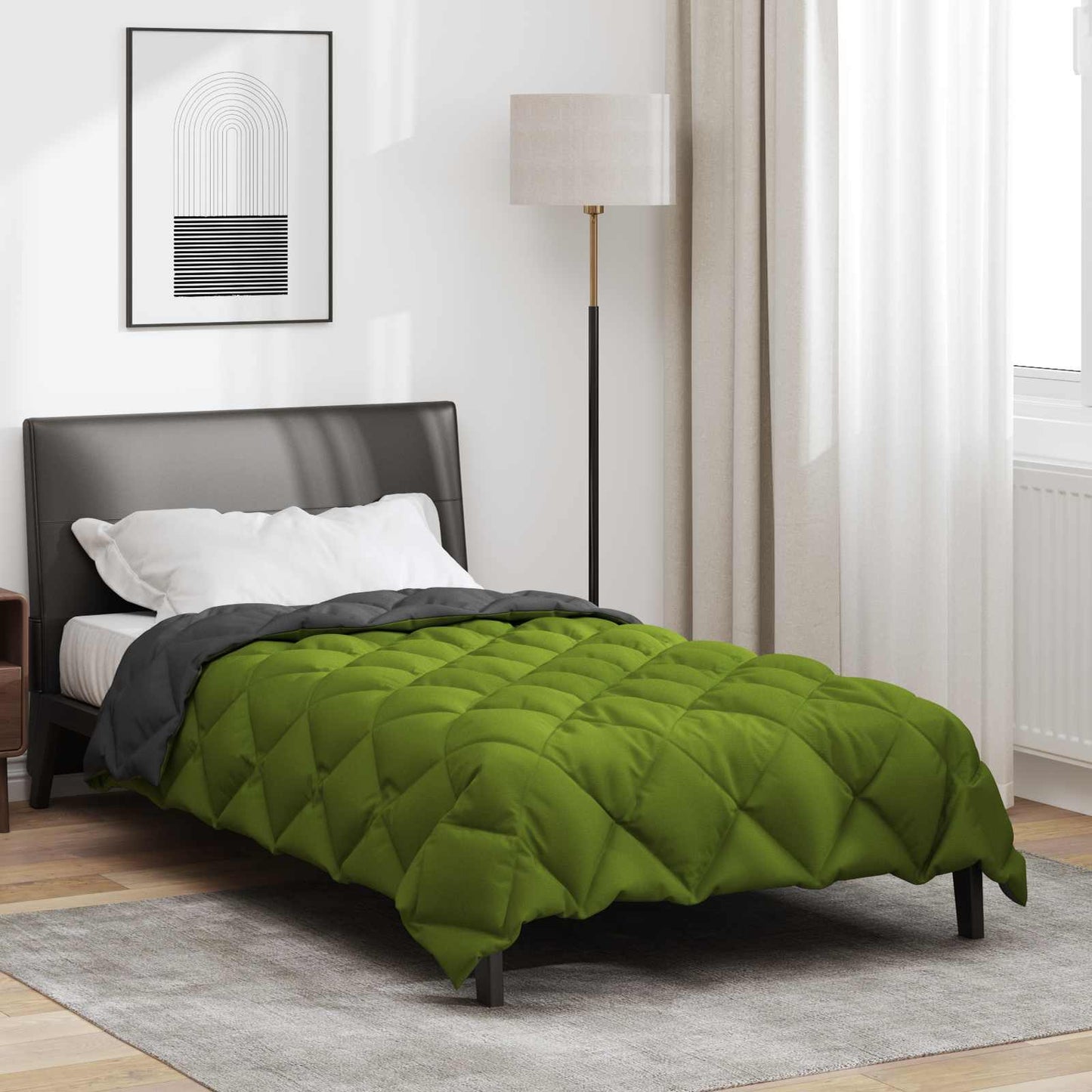 Duvet de iarnă Verde și Antracit 135 x 200 cm Microfibră