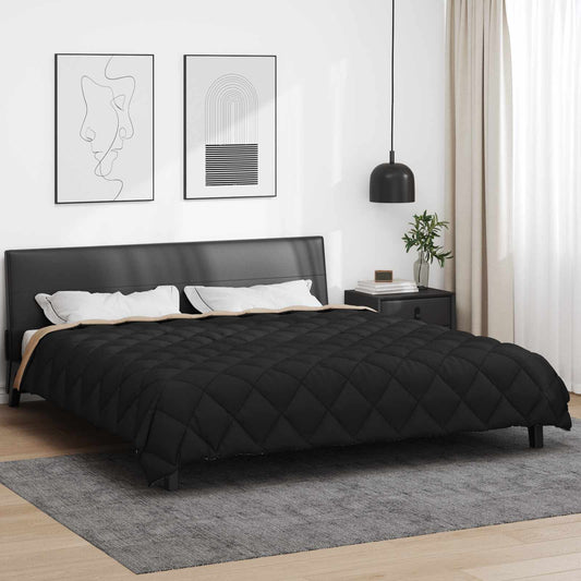 Duvet de iarnă Negru și Taupe 220 x 200 cm Microfibră