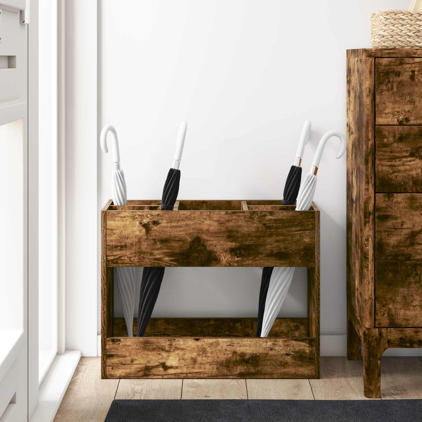 Suport pentru umbrele Stejar fumuriu 65 x 24 x 50 cm