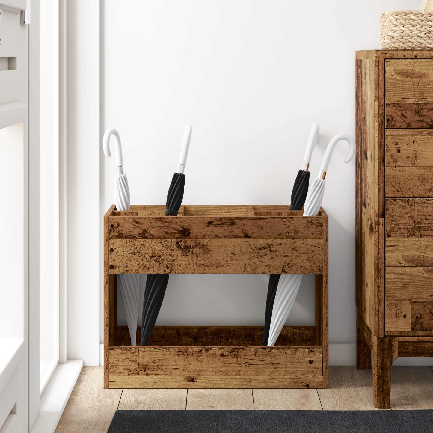 Suport pentru umbrele Lemn vechi 65 x 24 x 50 cm Lemn compozit