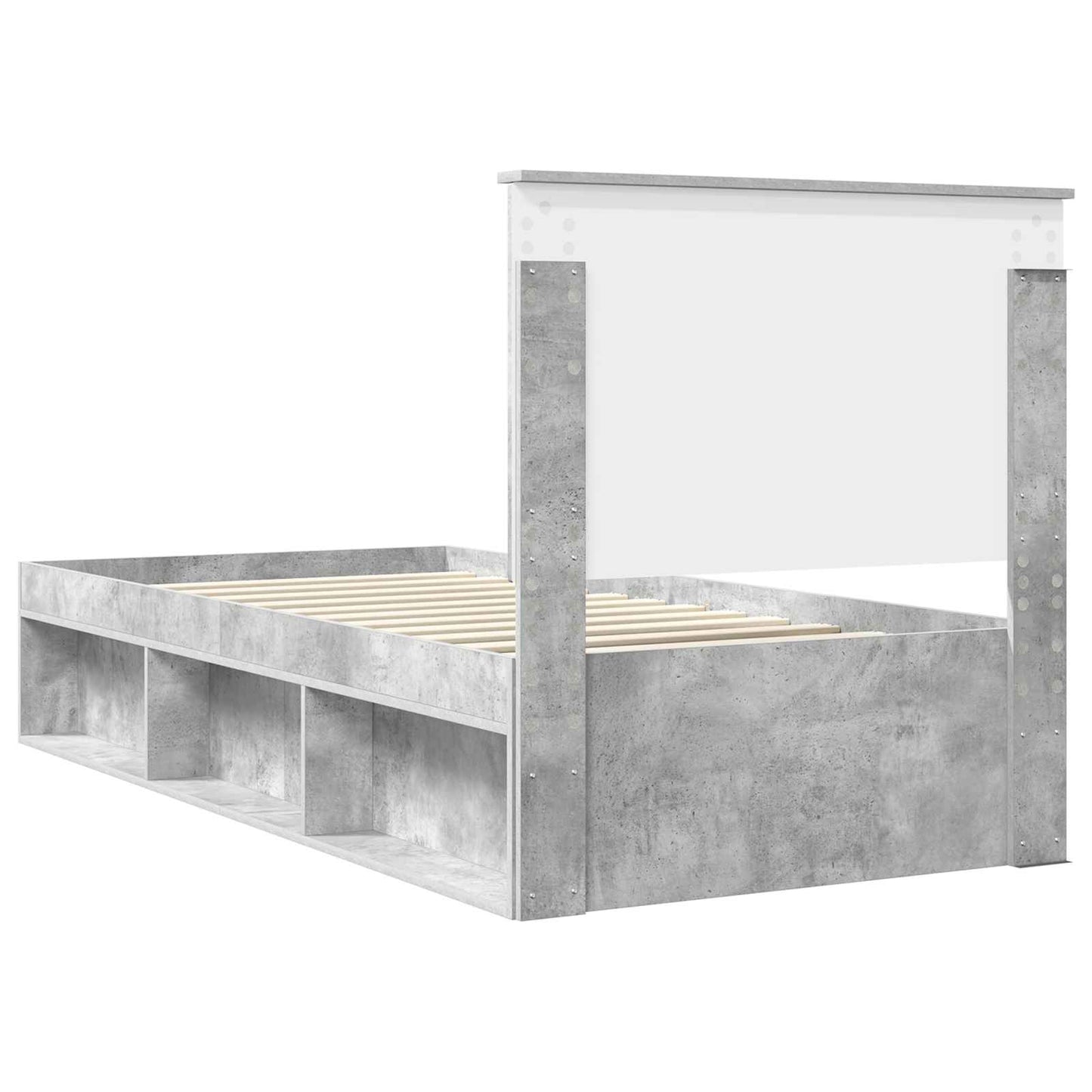 Cadru de pat Gri Concret 75 x 190 cm Lemn de pin masiv