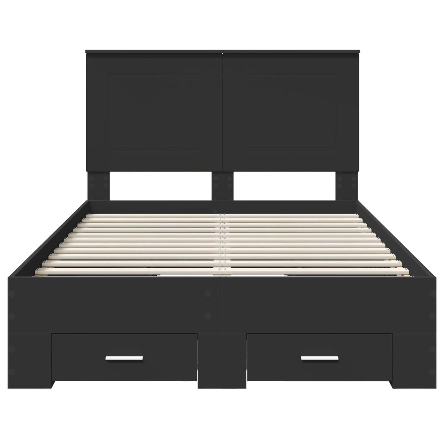 Cadru de pat cu headboard Negru 135 x 190 cm Lemn compozit