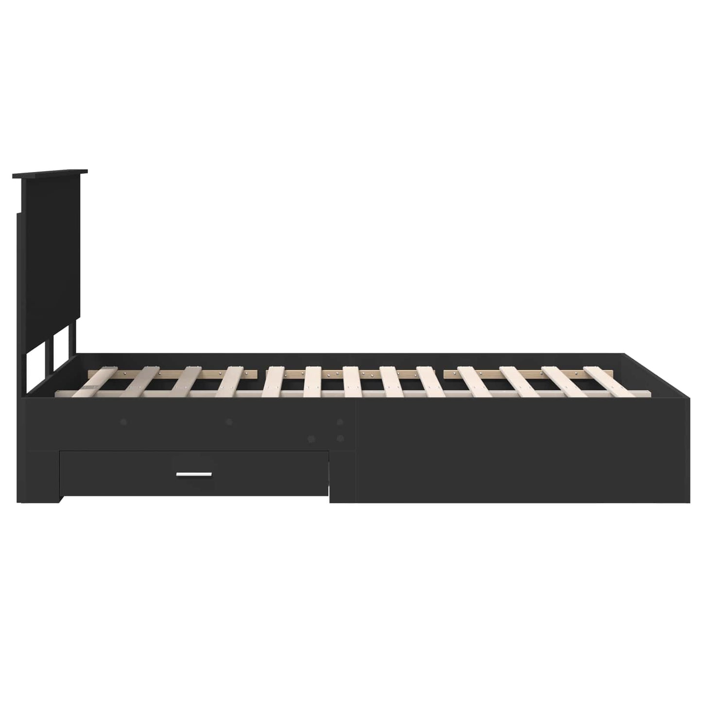 Cadru de pat cu headboard Negru 135 x 190 cm Lemn compozit