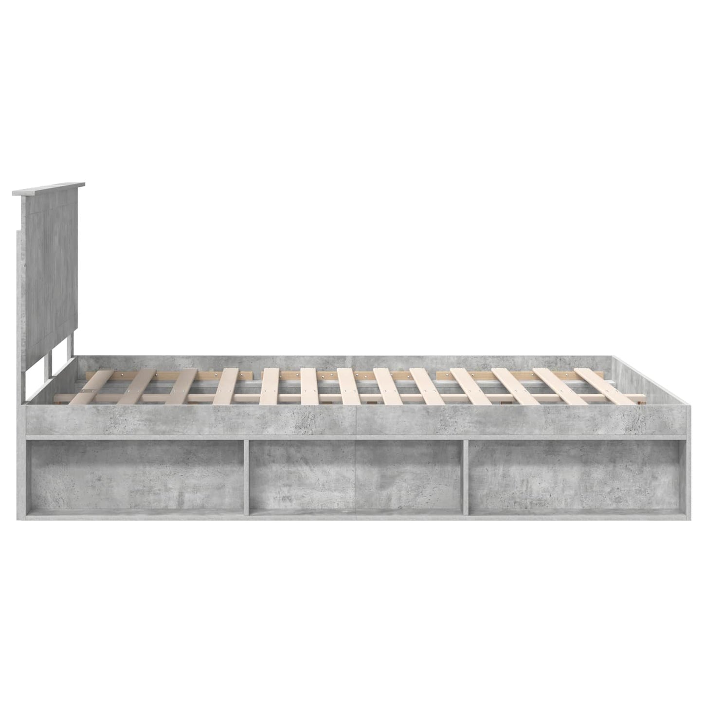 Cadru de pat Gri Concret 135 x 190 cm Lemn de pin masiv