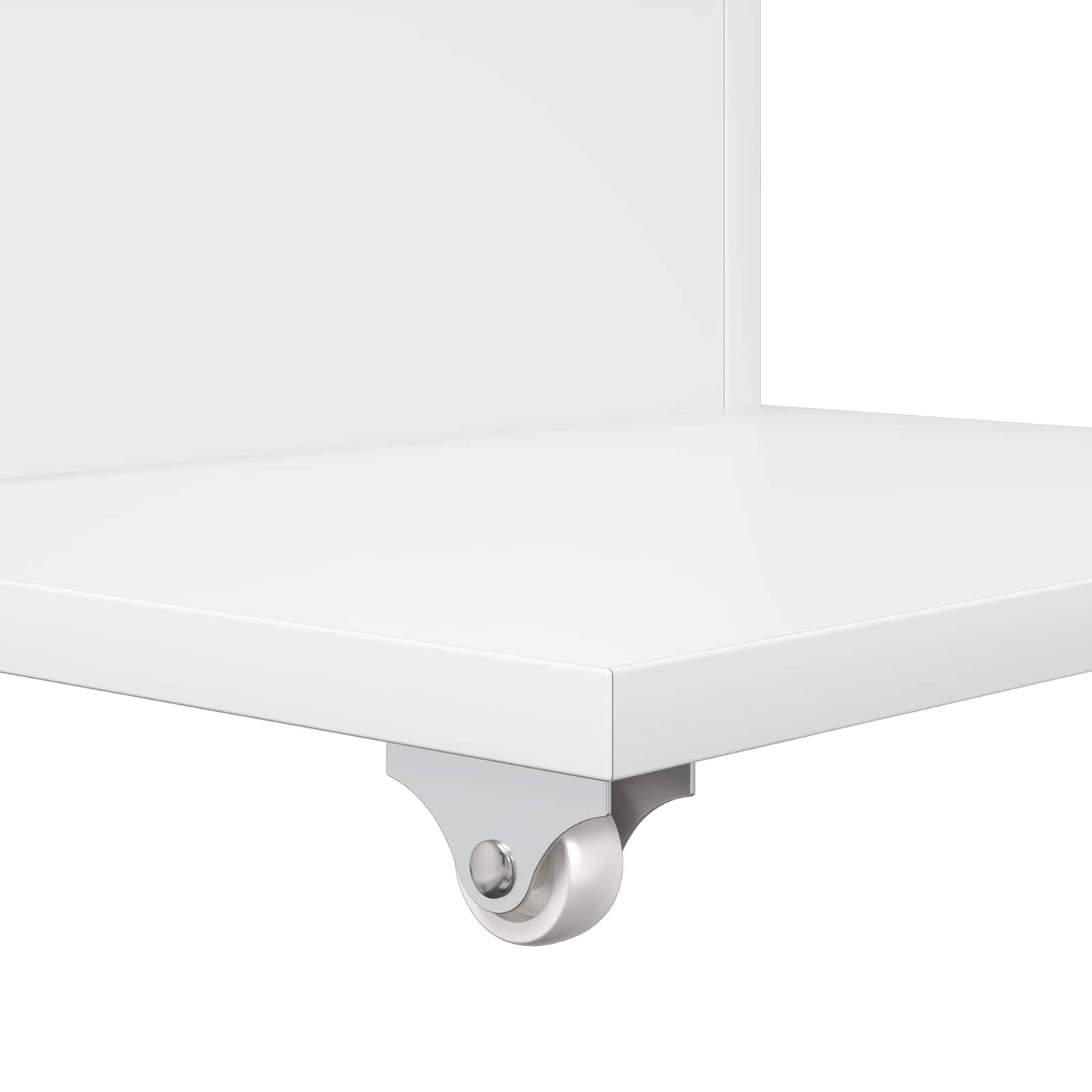 Masă laterală cu roata Alb 40 x 35 x 60 cm Lemn compozit