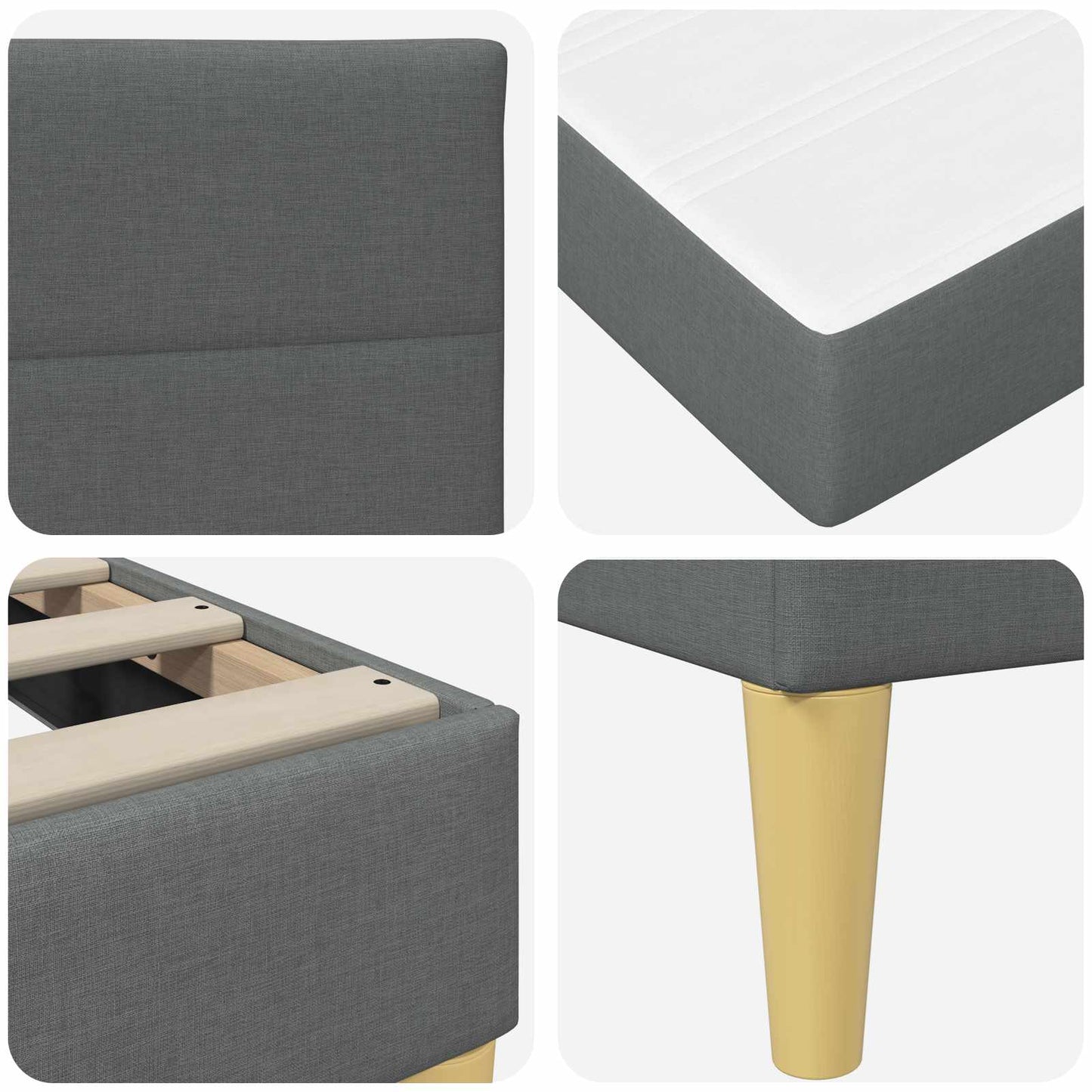 Cadru de pat Gri închis 160 x 200 cm Poliester