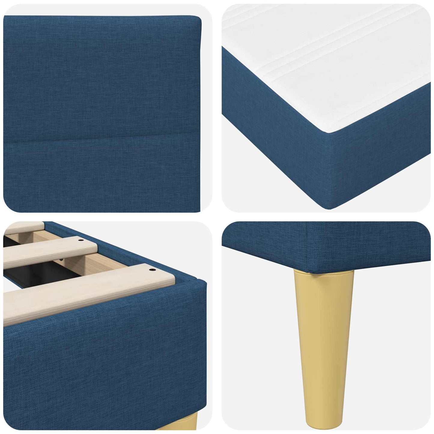 Cadru de pat albastru 160 x 200 cm Poliester