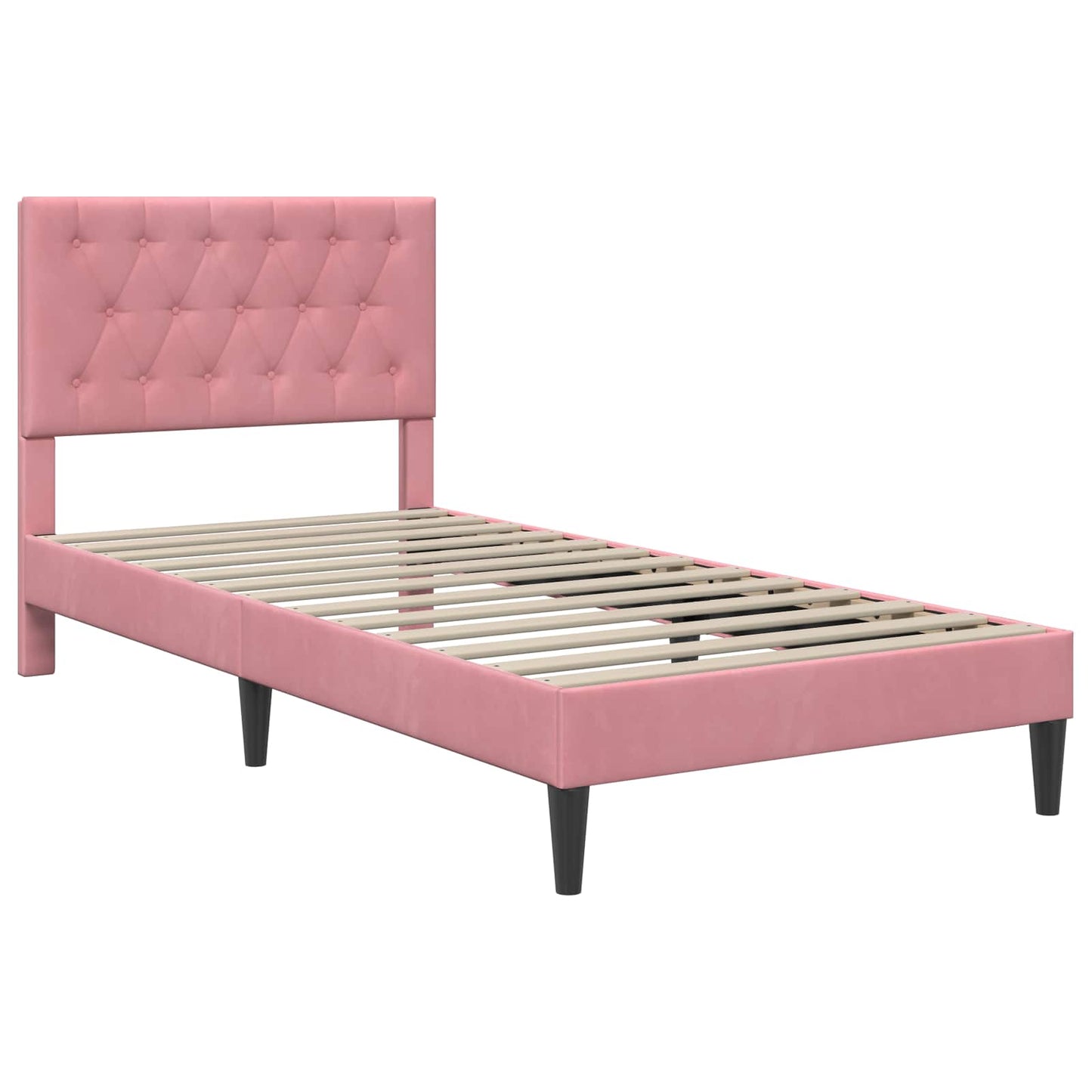 Cadru de pat cu saltea cu headboard Roz 80 x 200 cm Catifea