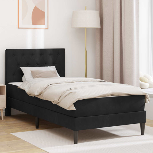 Cadru de pat cu saltea cu headboard Negru 80 x 200 cm Catifea