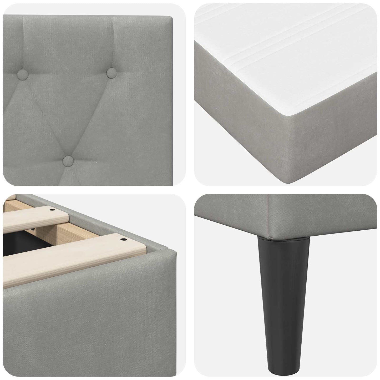 Cadru de pat cu saltea Gri deschis 120 x 200 cm Catifea