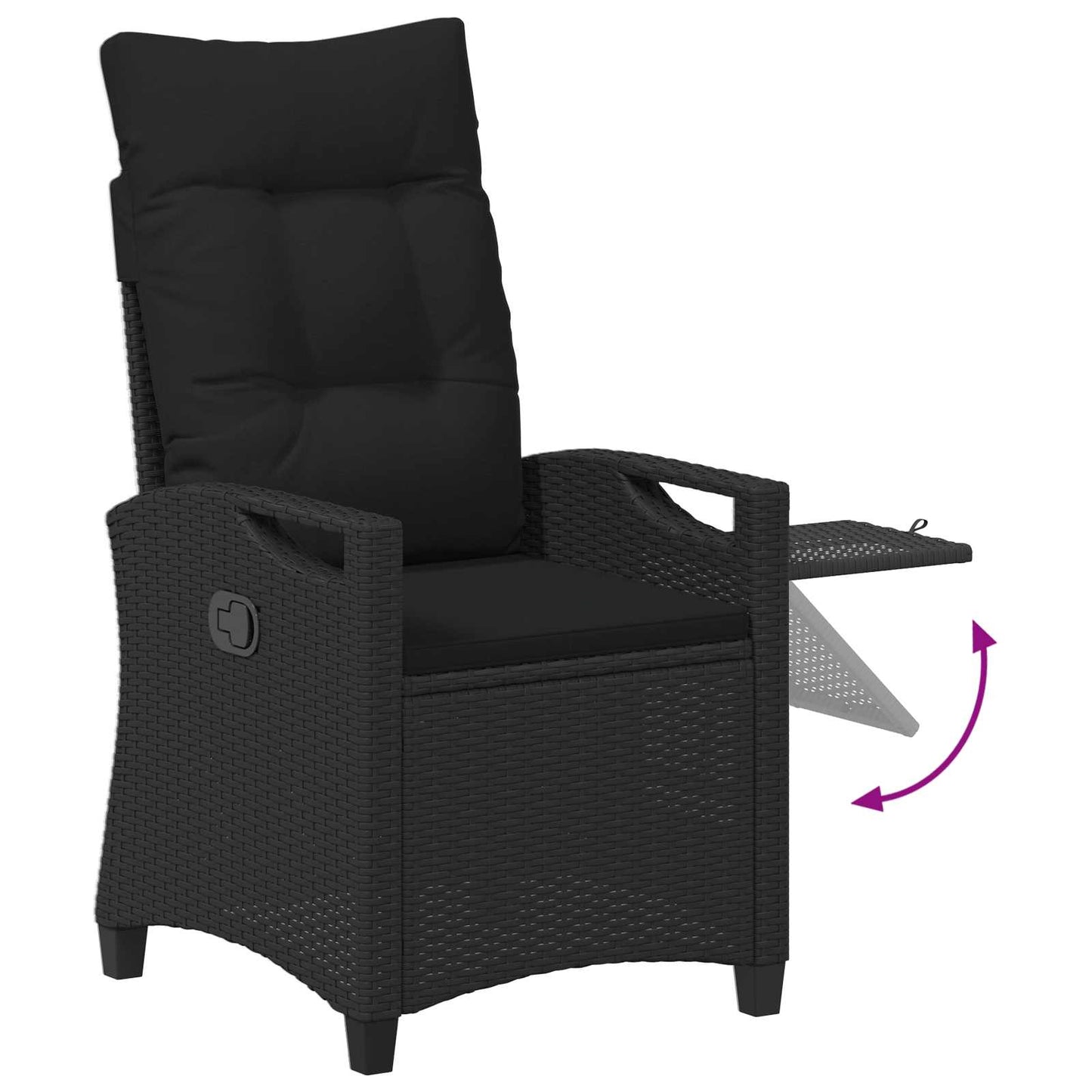 Scaun de grădină rabatabil Negru 56 x 60 x 112 cm poliratan