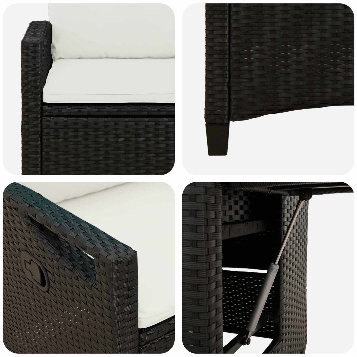 Scaun de grădină rabatabil Negru și Crem 56 x 60 x 112 cm