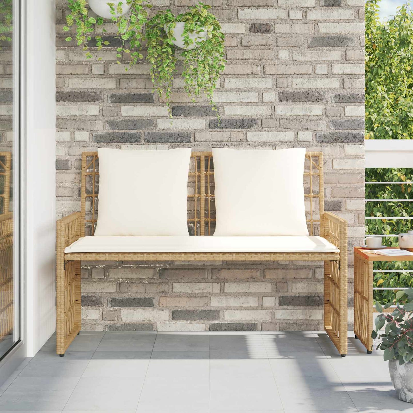 Bancă de exterior Simplu Natural și Crem 116 x 55 x 82 cm