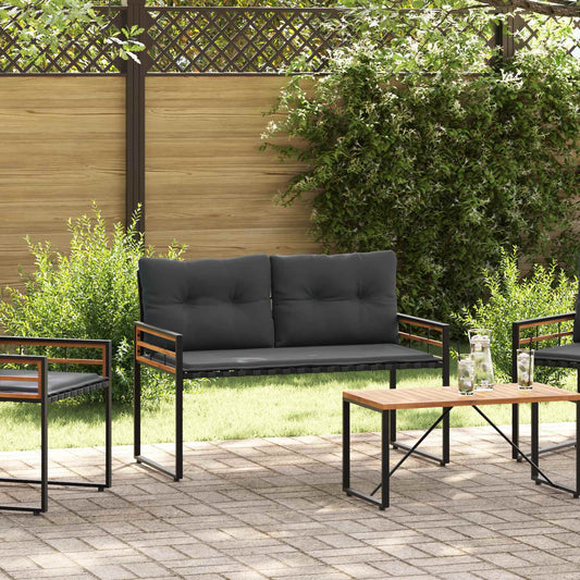 Bancă cu strat din lemn cu pernă Gri închis 114 x 55 x 77 cm