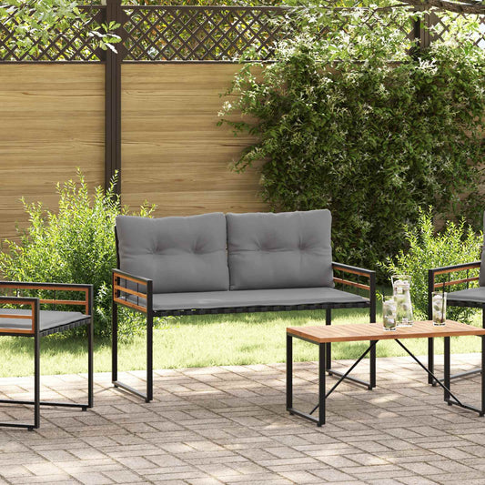 Bancă cu strat din lemn cu pernă Gri deschis 114 x 55 x 77 cm