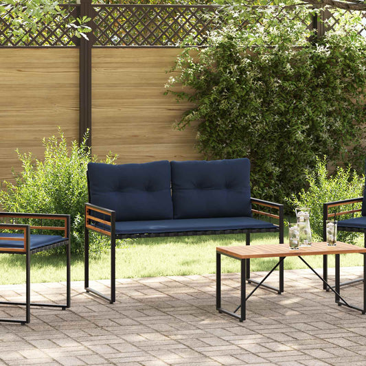 Bancă cu strat din lemn cu pernă Bleumarin 114 x 55 x 77 cm