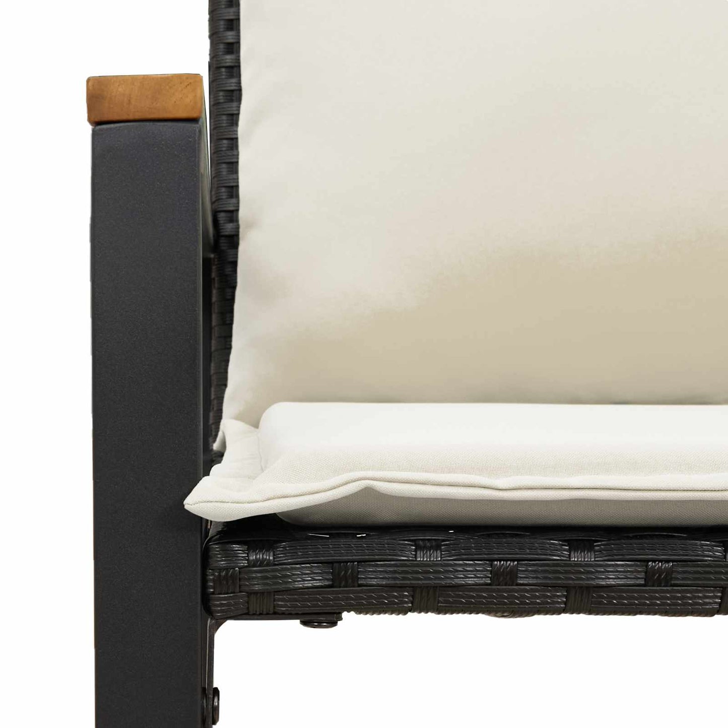 bancă cu pernă Negru și Alb crem 115 x 65 x 72 cm Ratan