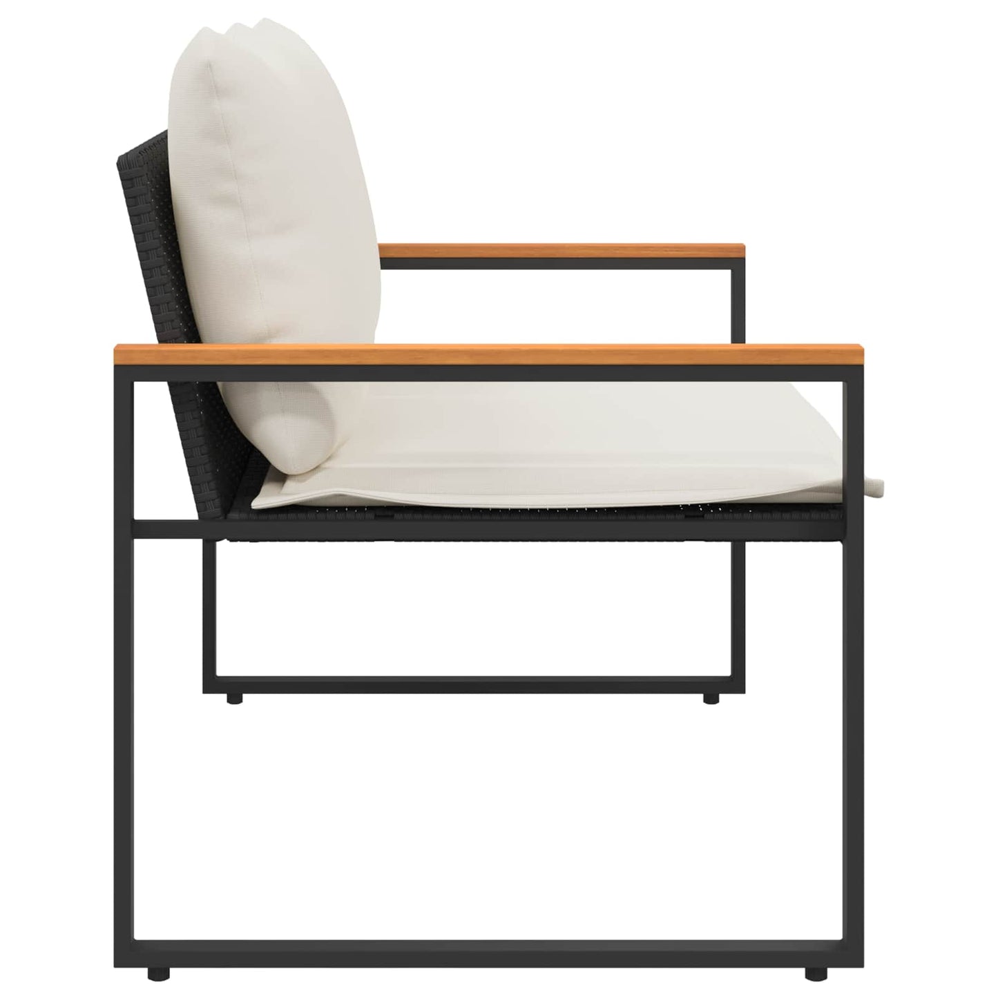 bancă cu pernă Negru și Alb crem 115 x 65 x 72 cm Ratan