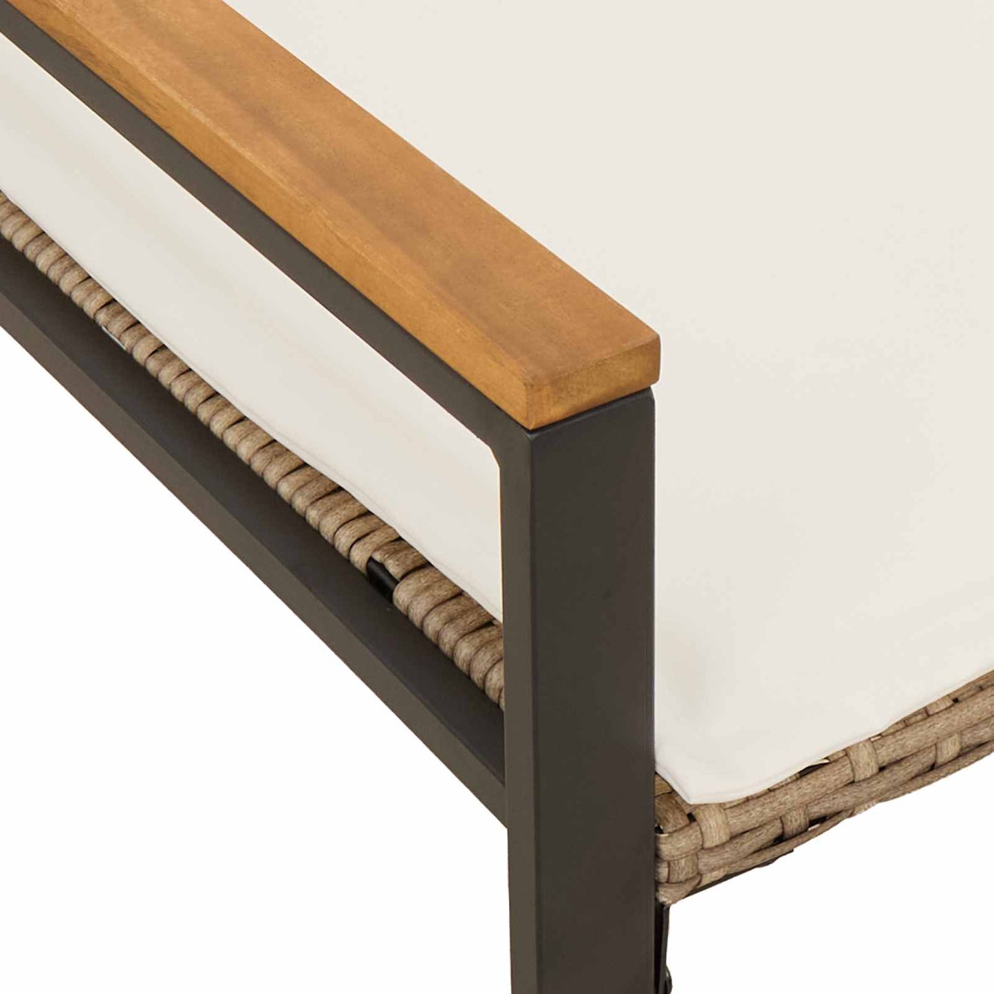 bancă cu pernă Bej și alb crem 115 x 65 x 72 cm Ratan