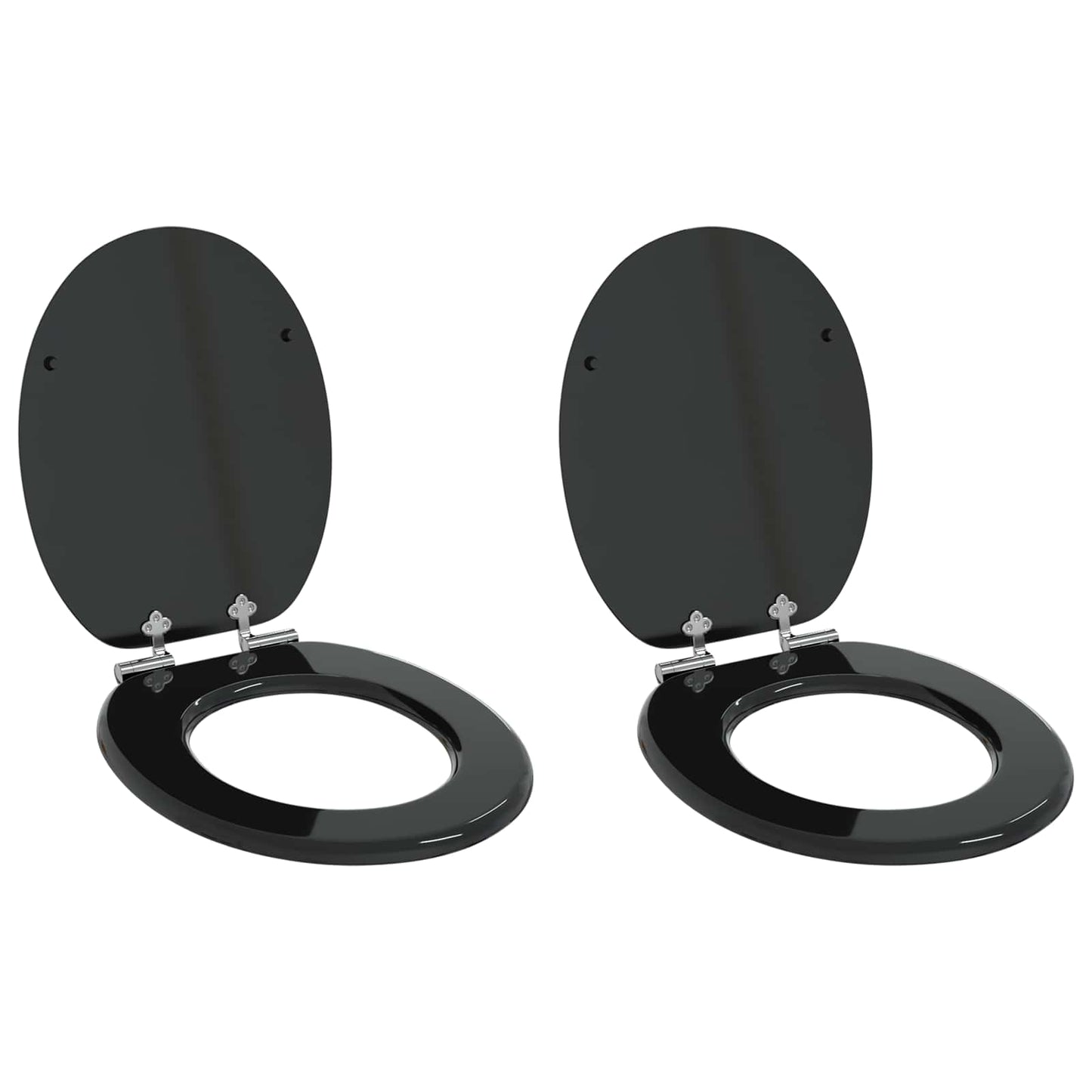 Capac de toaletă cu închidere lentă 2 pcs Negru 44 x 38 cm