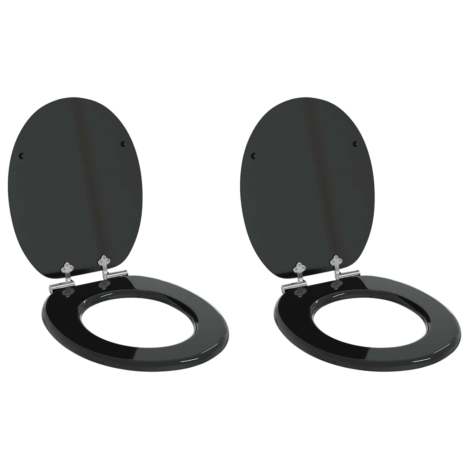 Capac de toaletă cu închidere lentă 2 pcs Negru 44 x 38 cm