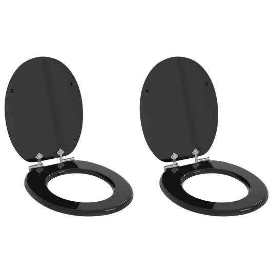 Capac de toaletă cu închidere lentă 2 pcs Negru 44 x 38 cm